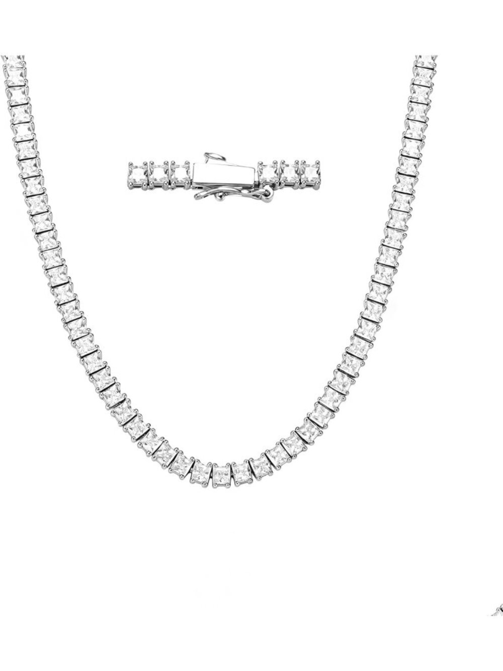 Elegant 3mm Square Tennis Necklace for Women - Gold Plated Faux Diamond Jewelry